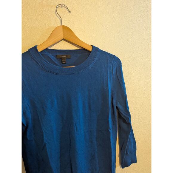 J. Crew blue quarter length sleeve sweater size S 100% merino wool - Picture 5 of 6